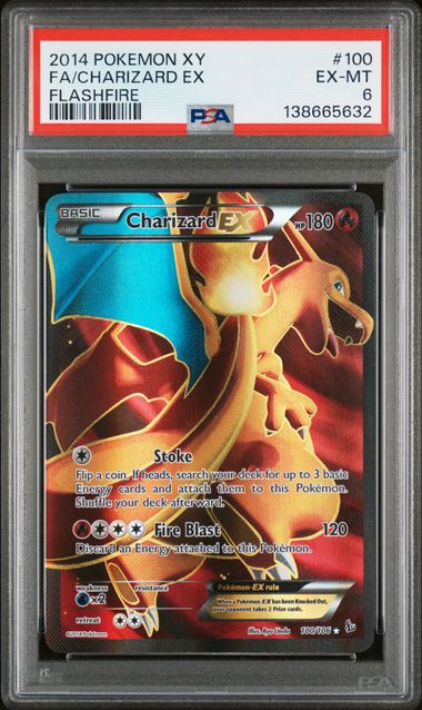 2014 POKEMON XY FLASHFIRE #100 FA/CHARIZARD EX FLASHFIRE PSA 6