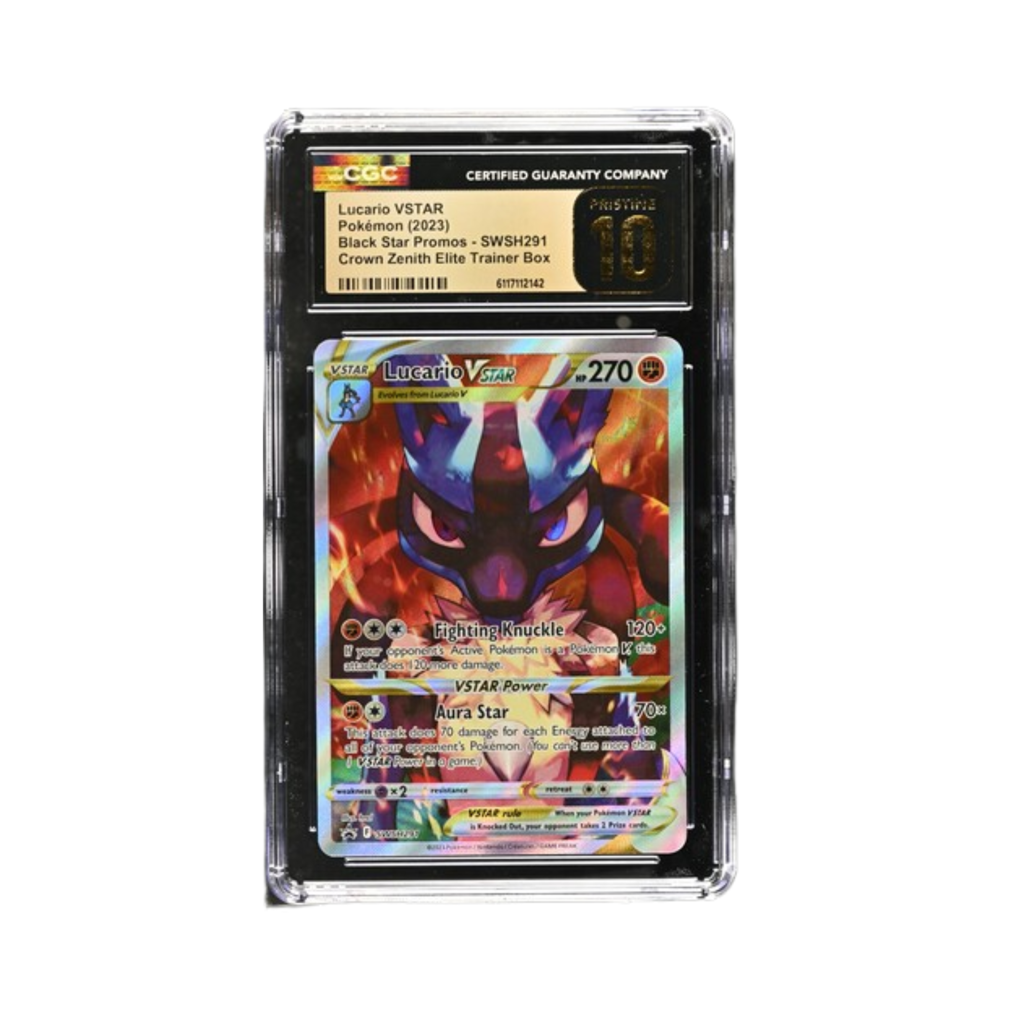 Lucario VSTAR Pokémon 2023 English Black Star Promos SWSH291 Crown Zenith Elite Trainer Box Grade CGC PRISTINE 10