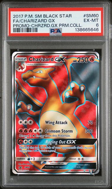 2017 POKEMON SM BLACK STAR PROMO #SM60 FA/CHARIZARD GX PROMO-CHRZRD.GX PRM.COLL. PSA 6