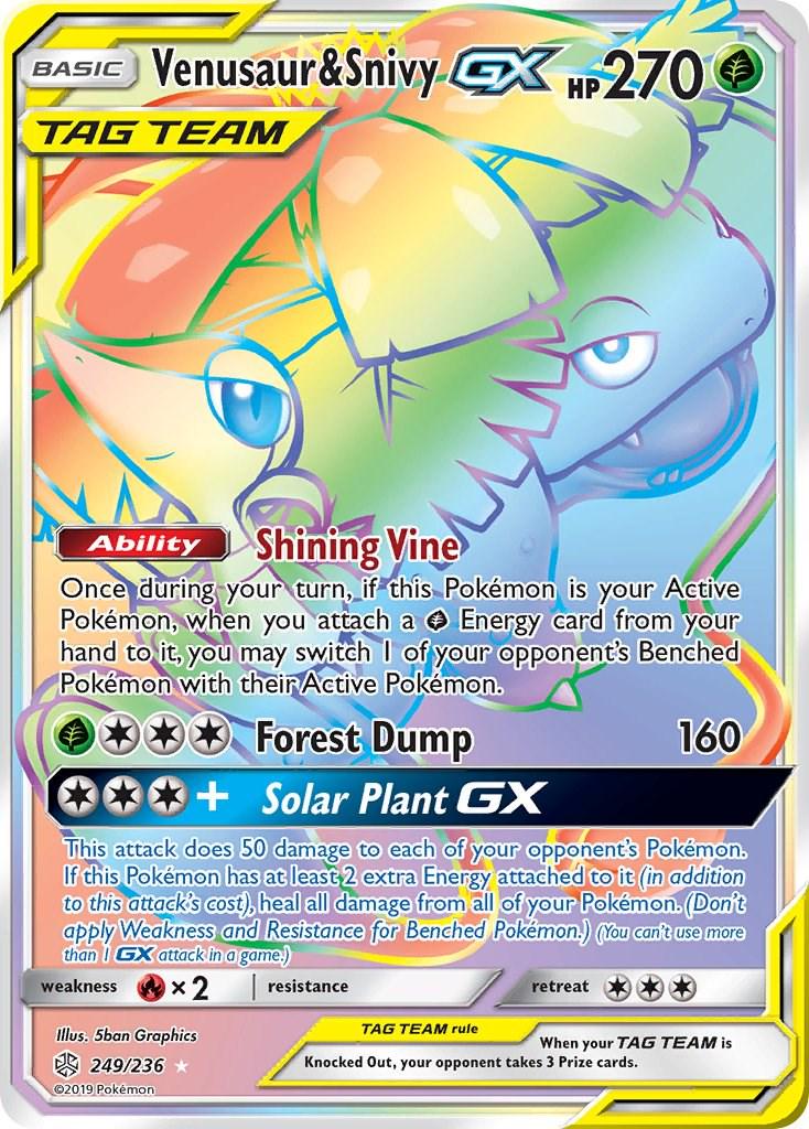 Venusaur & Snivy GX - 249/236 - Secret Rare - Cosmic Eclipse