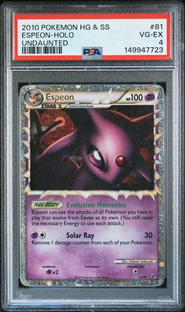 2010 POKEMON HEARTGOLD & SOULSILVER UNDAUNTED #81 ESPEON-HOLO UNDAUNTED PSA 4