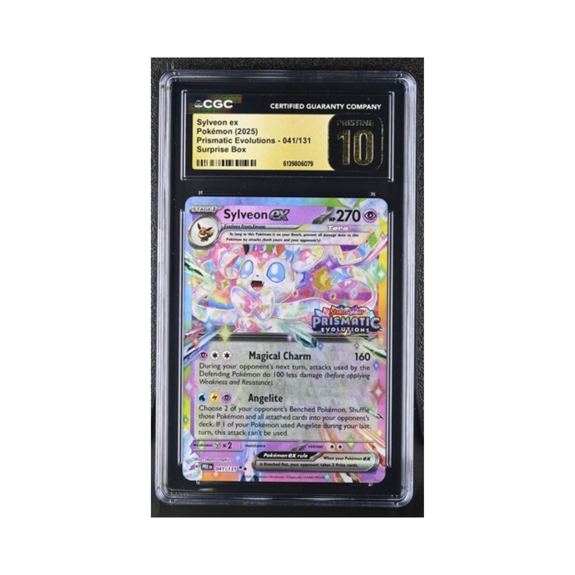 Sylveon ex Pokémon 2025 English Prismatic Evolutions 041/131 Surprise Box CGC PRISTINE 10