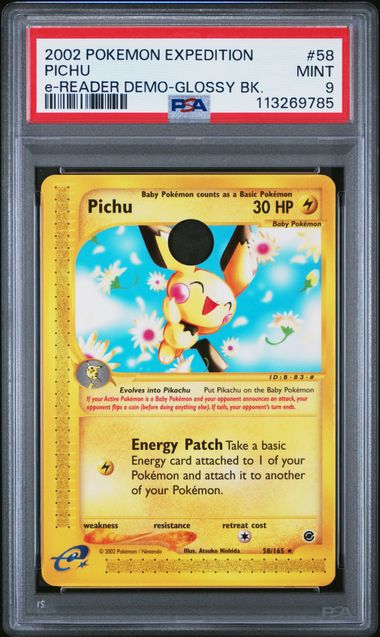 2002 POKEMON EXPEDITION #58 PICHU e-READER DEMO-GLOSSY BK.