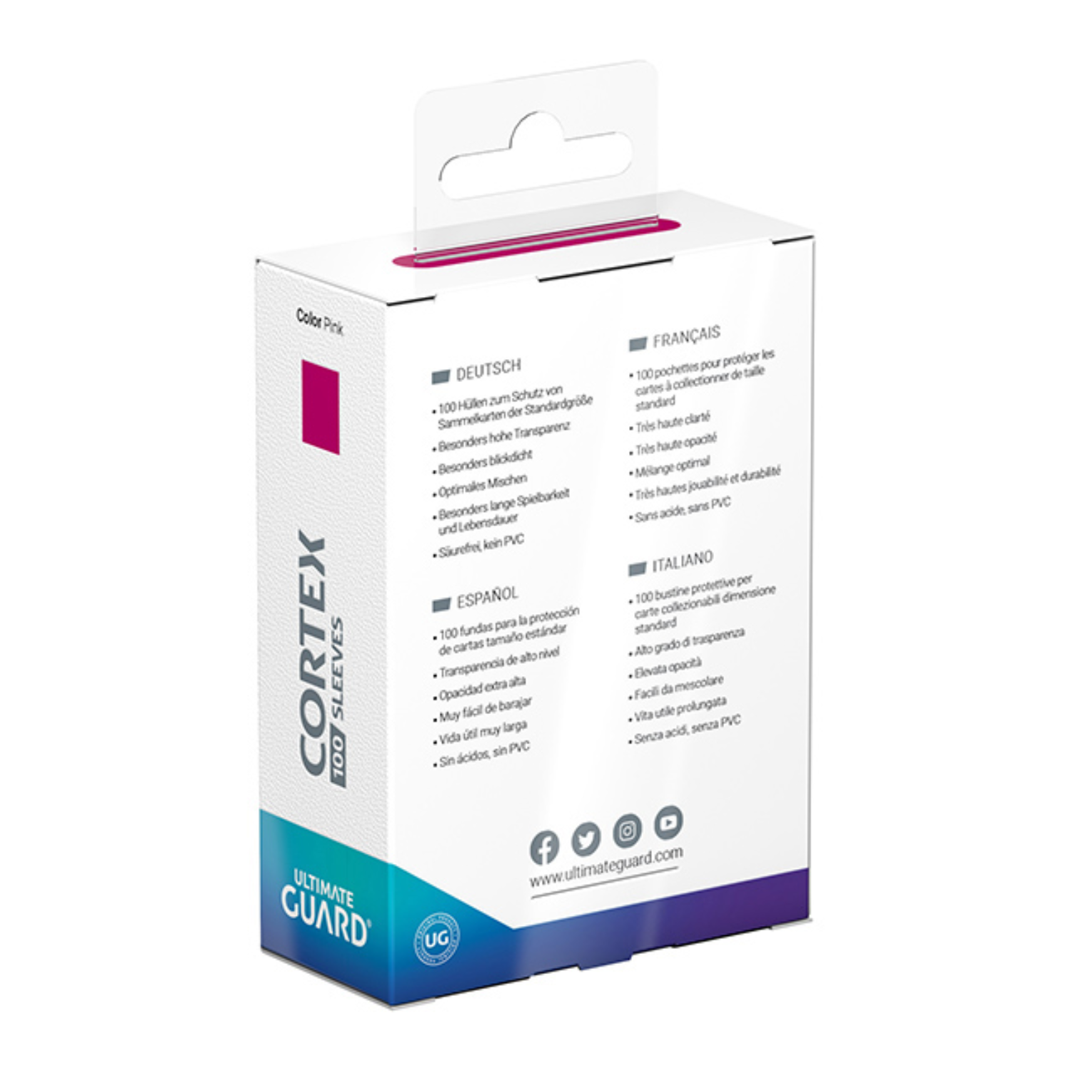 Card Sleeves: Cortex Standard Size- Glossy Pink (100 ct.)