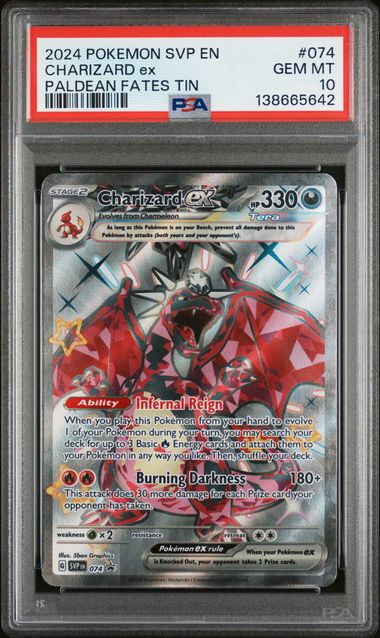 2024 POKEMON SVP EN-SV BLACK STAR PROMO #074 CHARIZARD ex PALDEAN FATES TIN PSA 10