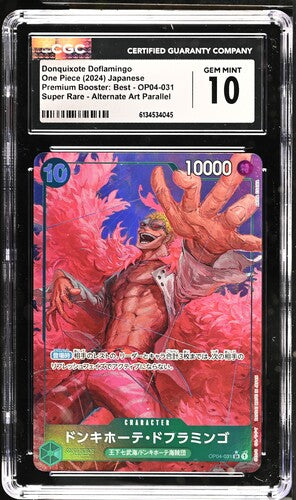 Donquixote Doflamingo One Piece 2024 Japanese Premium Booster: Best OP04-031 Super Rare Parallel CGC GEM MINT 10