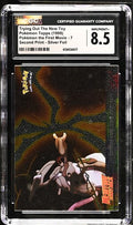 Trying Out The New Toy Pokémon Topps 1999 English Pokémon the First Movie 7 Second Print Silver Foil CGC 8.5