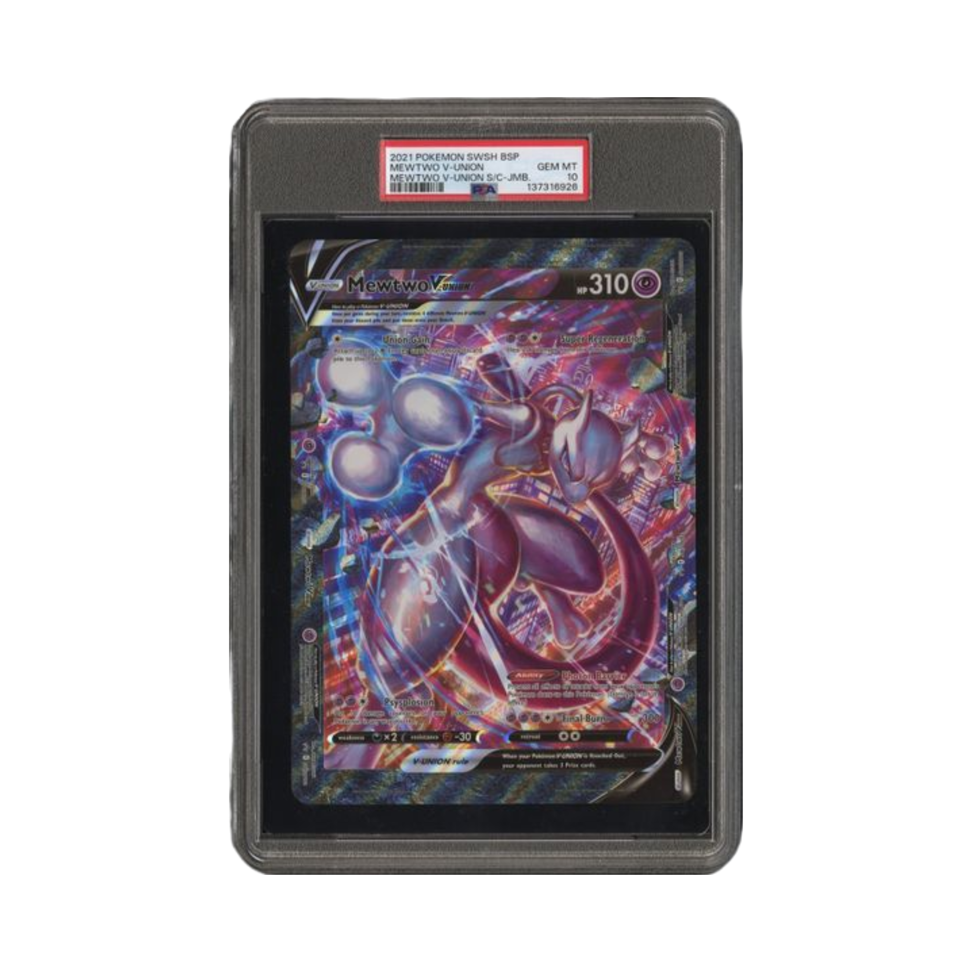 2021 POKEMON SWSH BLACK STAR PROMO MEWTWO V-UNION MEWTWO V-UNION S/C-JMB. PSA GEM MT 10