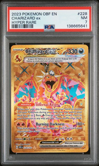 2023 POKEMON OBF EN-OBSIDIAN FLAMES #228 CHARIZARD ex HYPER RARE PSA 7