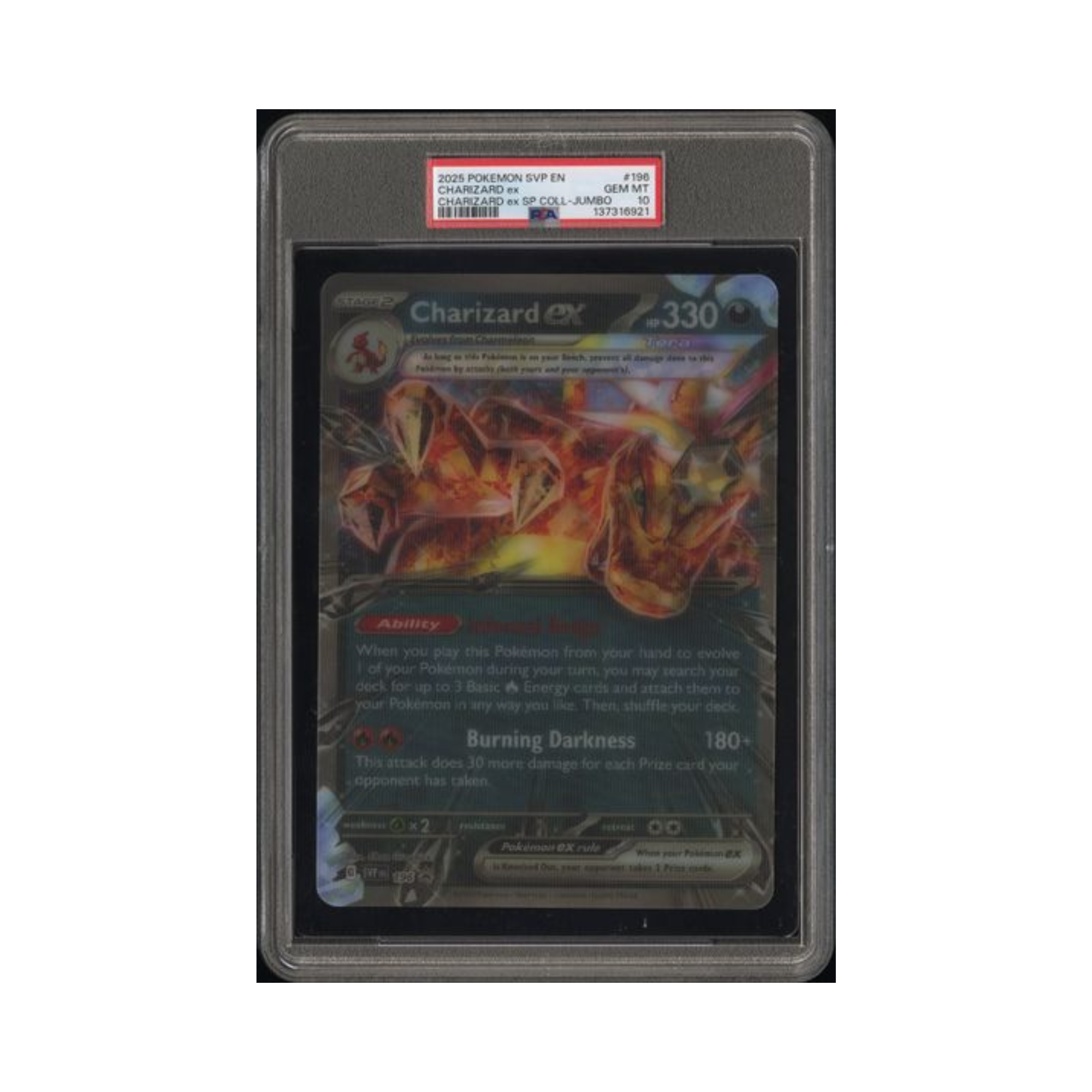 2025 POKEMON SVP EN-SV BLACK STAR PROMO #196 CHARIZARD ex CHARIZARD ex SP COLL-JUMBO PSA 10