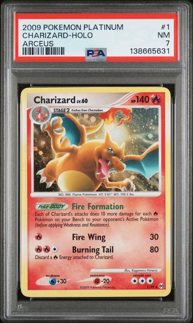 2009 POKEMON PLATINUM ARCEUS #1 CHARIZARD-HOLO ARCEUS PSA 7