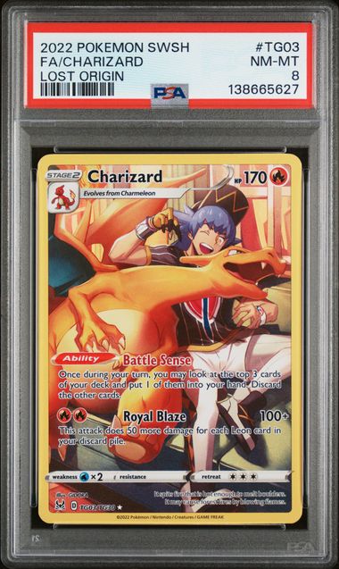 2022 POKEMON SWORD & SHIELD LOST ORIGIN #TG03 FA/CHARIZARD LOST ORIGIN PSA 8