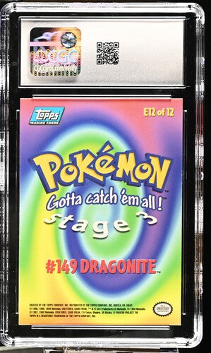 Dragonite Pokémon Topps 1999 English Pokémon the First Movie E12 First Print Rainbow Foil CGC 8.5