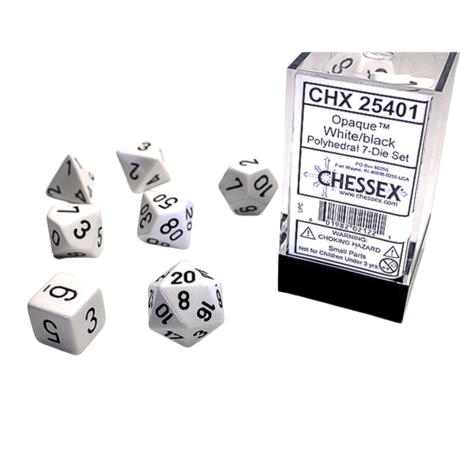 7-Die Set Opaque: White/Black
