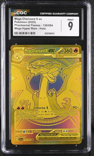 Mega Charizard X EX GOLD Phantasmal Flames CGC 9