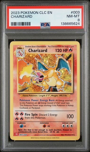 2023 POKEMON CLC-TRADING CARD GAME CLASSIC CHARIZARD & HO-OH ex DECK #003 CHARIZARD PSA 8