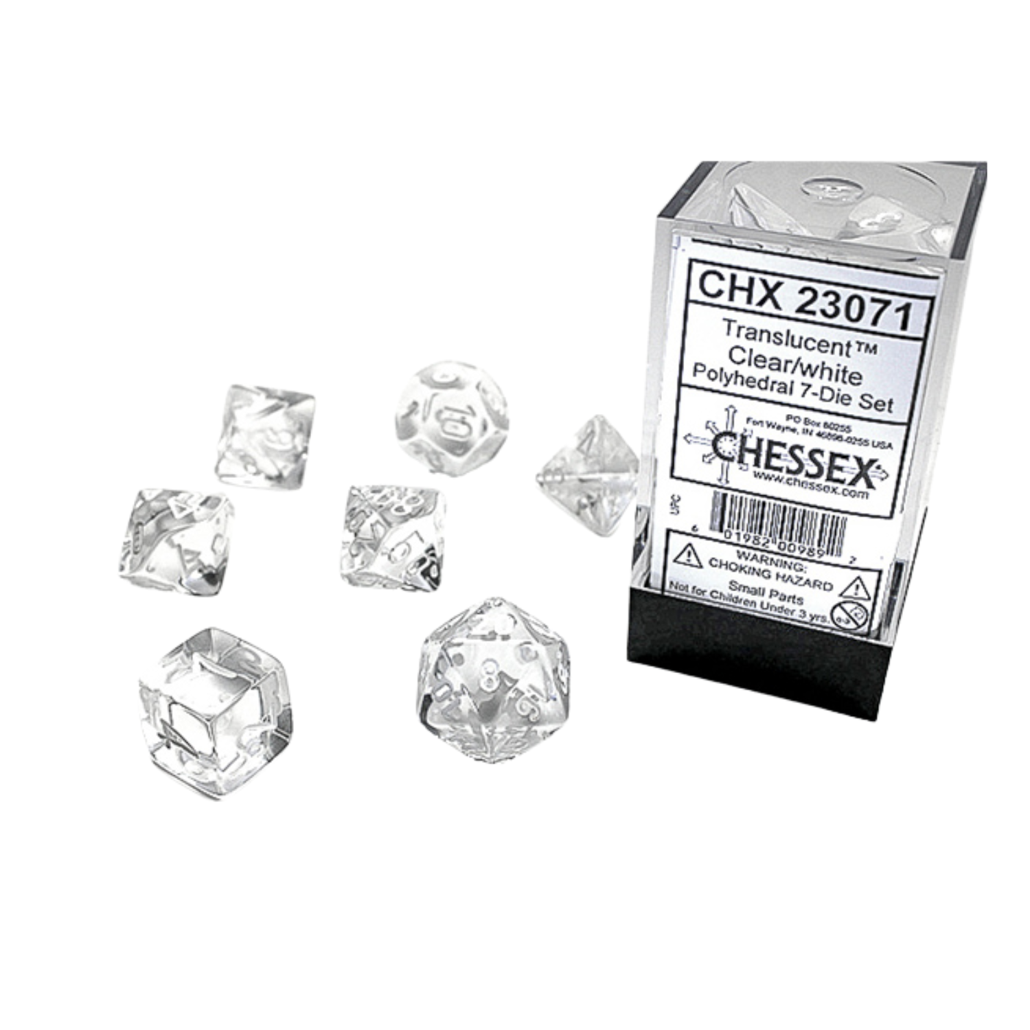 7-Die Set Translucent: Clear/White