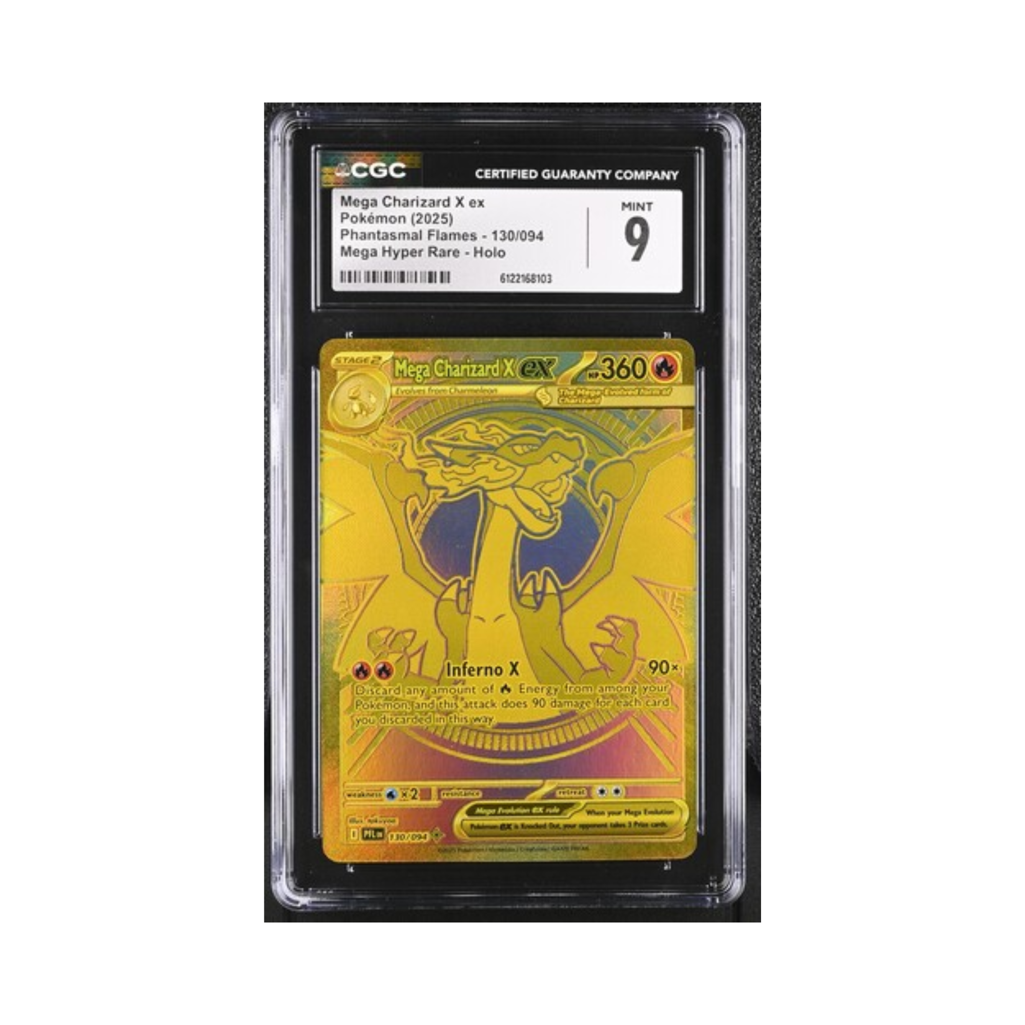 Mega Charizard X ex Pokémon 2025 English Phantasmal Flames 130/094 Mega Hyper Rare Holo CGC 9