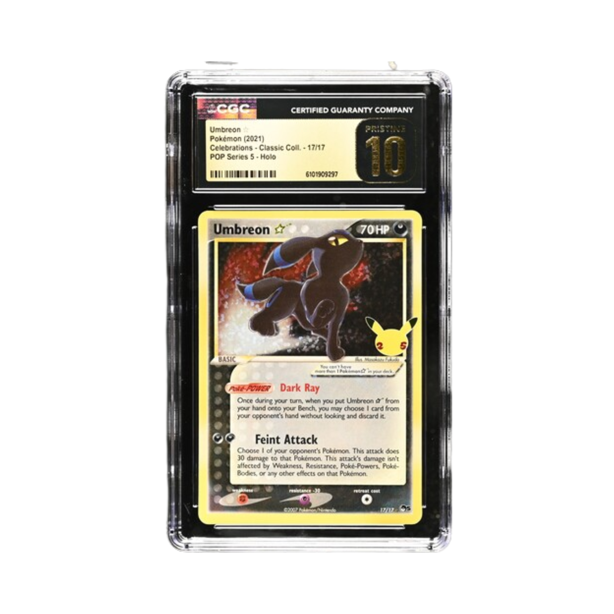 Umbreon ☆ Pokémon 2021 English Celebrations - Classic Coll. 17/17 POP Series 5 Holo CGC PRISTINE 10