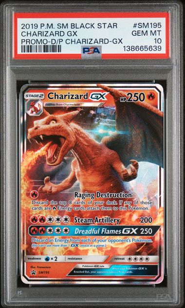 2019 POKEMON SM BLACK STAR PROMO #SM195 CHARIZARD GX PROMO-D/P CHARIZARD-GX PSA 10