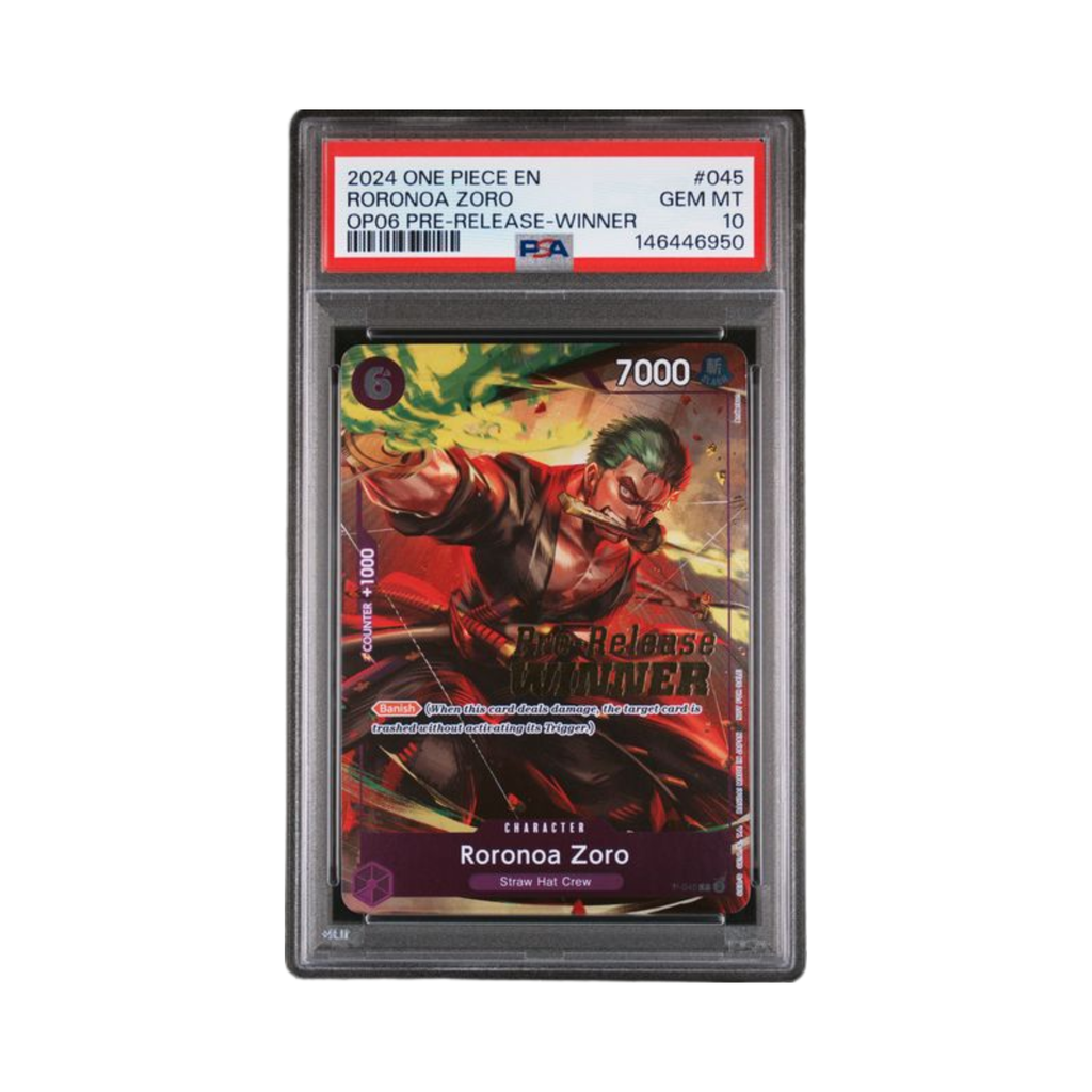 2024 ONE PIECE PROMOS #045 RORONOA ZORO OP06 PRE-RELEASE-WINNER PSA GEM MT 10