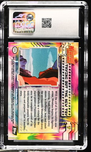 Trying Out The New Toy Pokémon Topps 1999 English Pokémon the First Movie 7 Second Print Silver Foil CGC 8.5