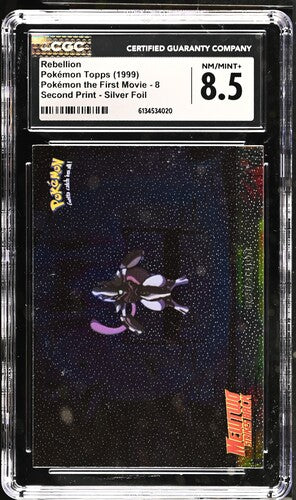 Rebellion Pokémon Topps 1999 English Pokémon the First Movie Card Number 8 Second Print Silver Foil CGC 8.5
