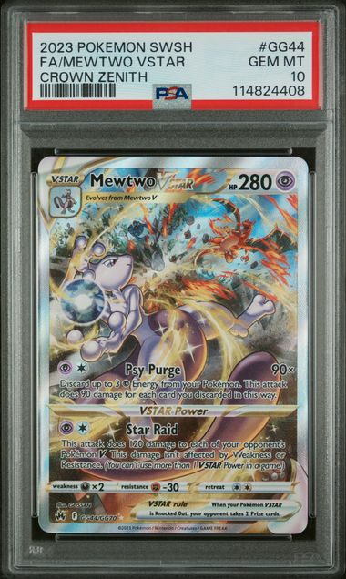 Mewtwo Vstar Alt Art Crown Zenith PSA 10