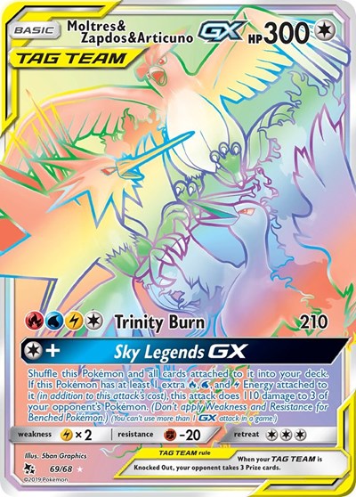 Moltres & Zapdos & Articuno GX - 069/68 - Secret Rare - Hidden Fates