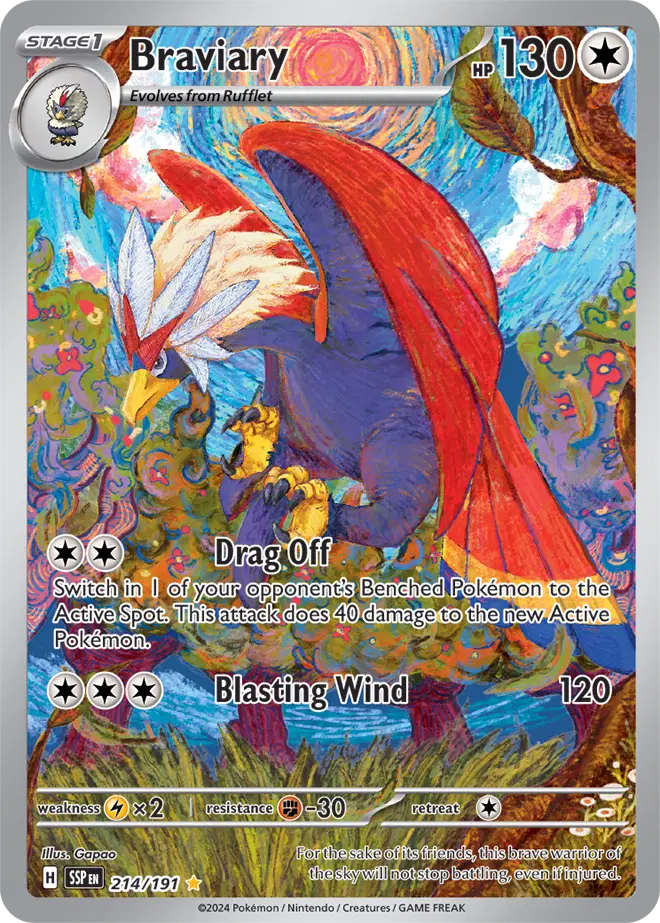Braviary - 214/191 - Illustration Rare - Surging Sparks