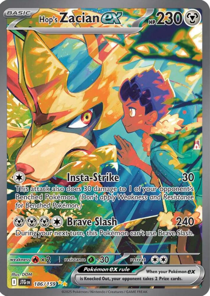 Hop's Zacian ex - 186/159 - Special Illustration Rare - Journey Together