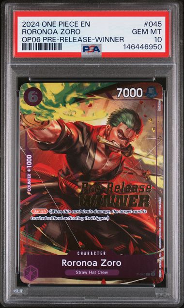 2024 ONE PIECE PROMOS #045 RORONOA ZORO OP06 PRE-RELEASE-WINNER